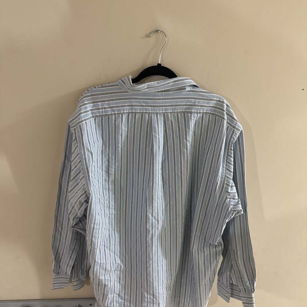 Ralph Lauren Yarmouth Striped Button-Up Shirt Blue White Gray Size 17 35 - Picture 5 of 5